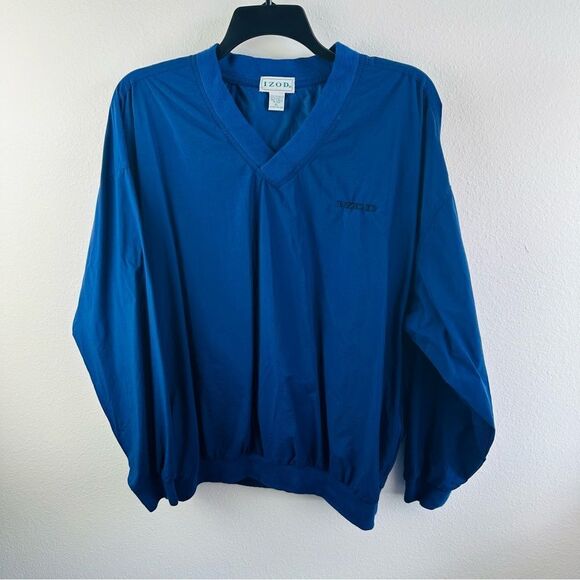 Izod Blue Wind Breaker Pullover V Neck Long Sleeve Shirt Men’s Size XL - Picture 1 of 4